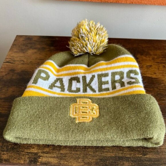 NFL| Budweiser Green Bay Packers Green/Gold Knit Beanie Toque Pom Pom Adult O/S - Picture 3 of 5